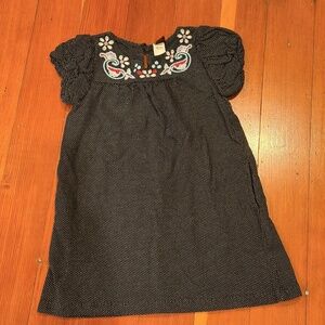 Tea Short Sleeve Navy and White Dots Dress Girls Size 3